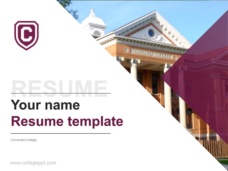 Concordia College Resume PPT Template4:3 ratio PPT effect preview image5