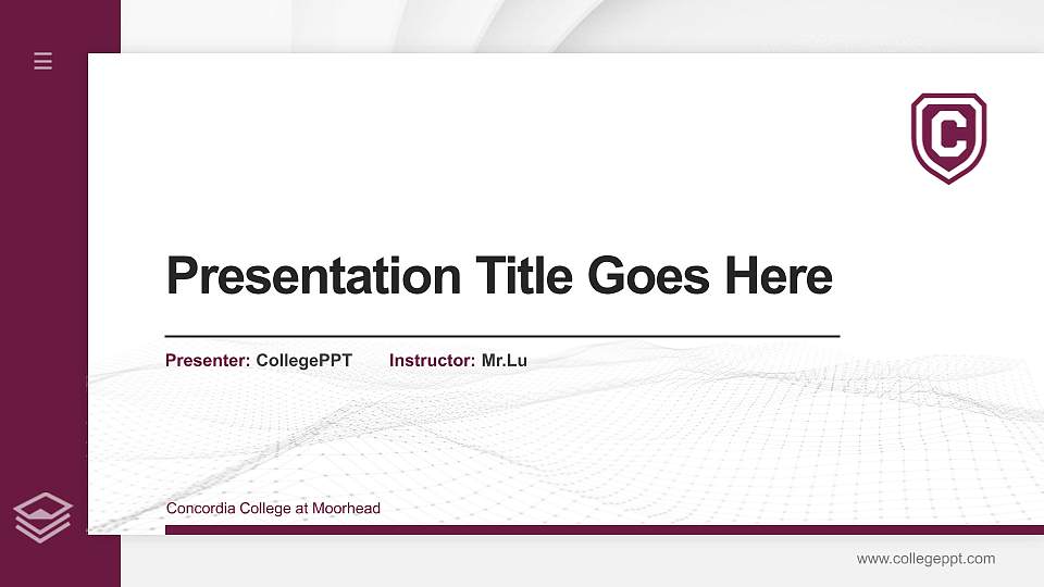 Concordia College at Moorhead Thesis Proposal/Graduation Defense PPT Template16:9 ratio PPT effect preview image