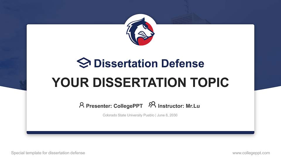 Colorado State University Pueblo Graduation Thesis Defense PPT Template16:9 ratio PPT effect preview image