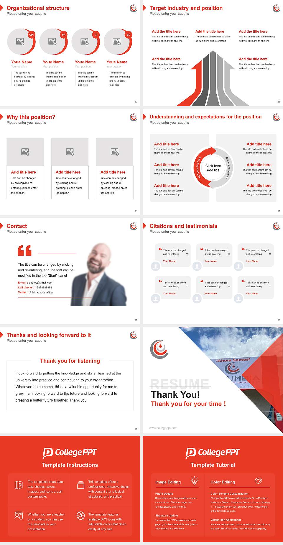 Columbia Central University-Caguas Resume PPT Template4:3 ratio PPT effect preview image4