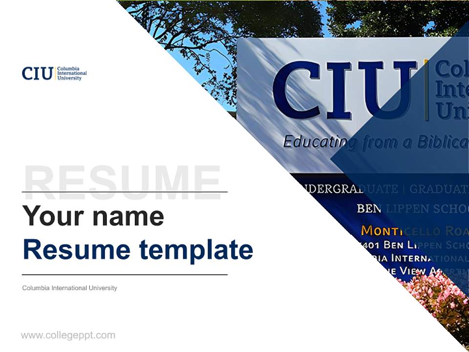 Columbia International University Resume PPT Template4:3 ratio PPT effect preview image5