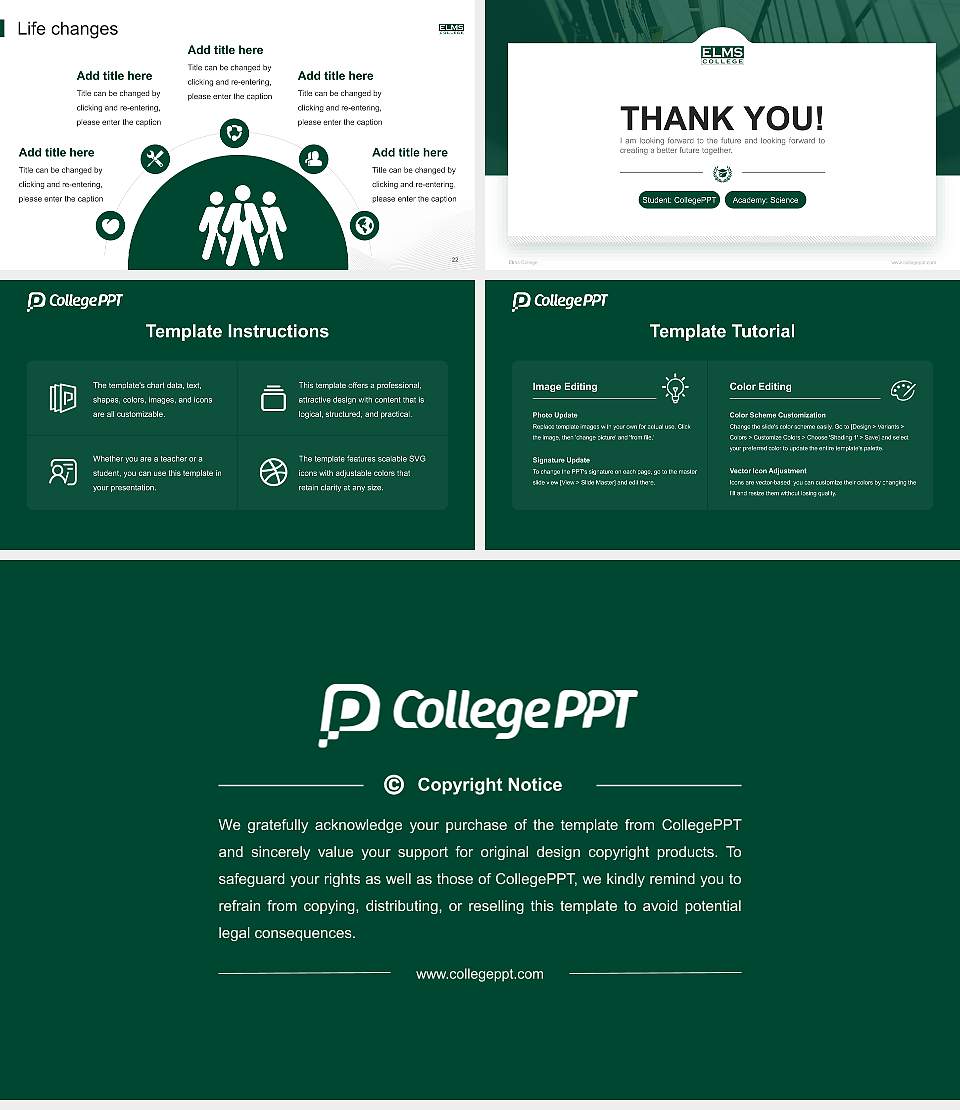 Elms College National Scholarship Defense PPT Template16:9 ratio PPT effect preview image4