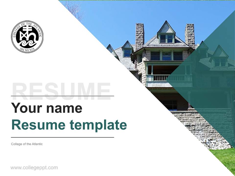 College of the Atlantic Resume PPT Template4:3 ratio PPT effect preview image5