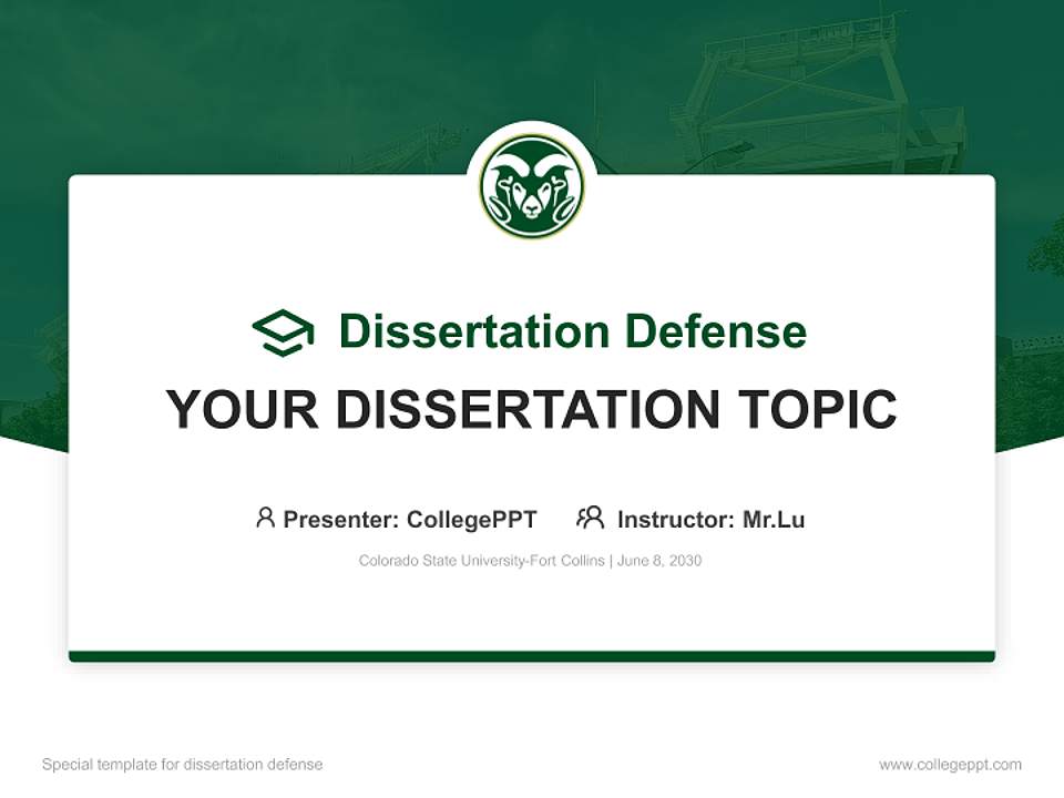 Colorado State University-Fort Collins Graduation Thesis Defense PPT Template4:3 ratio PPT effect preview image7