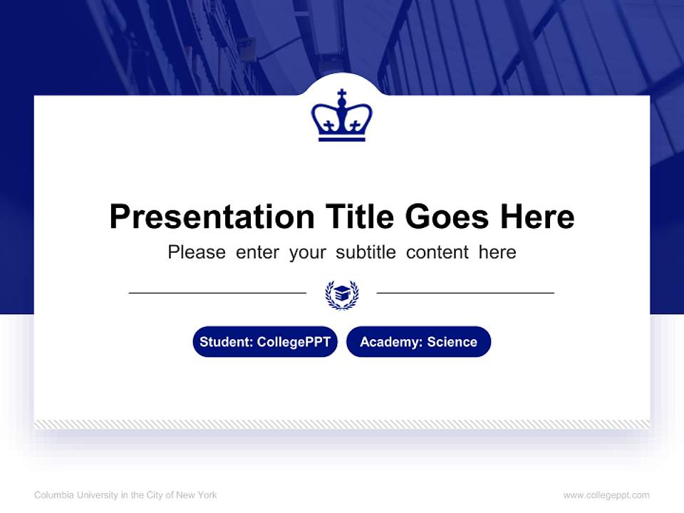 Columbia University in the City of New York National Scholarship Defense PPT Template4:3 ratio PPT effect preview image4