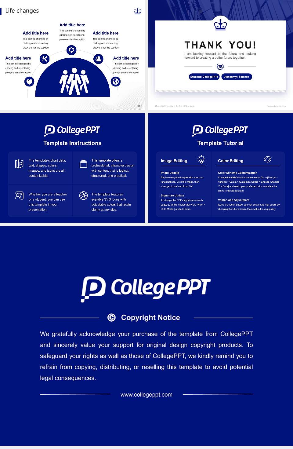 Columbia University in the City of New York National Scholarship Defense PPT Template4:3 ratio PPT effect preview image4