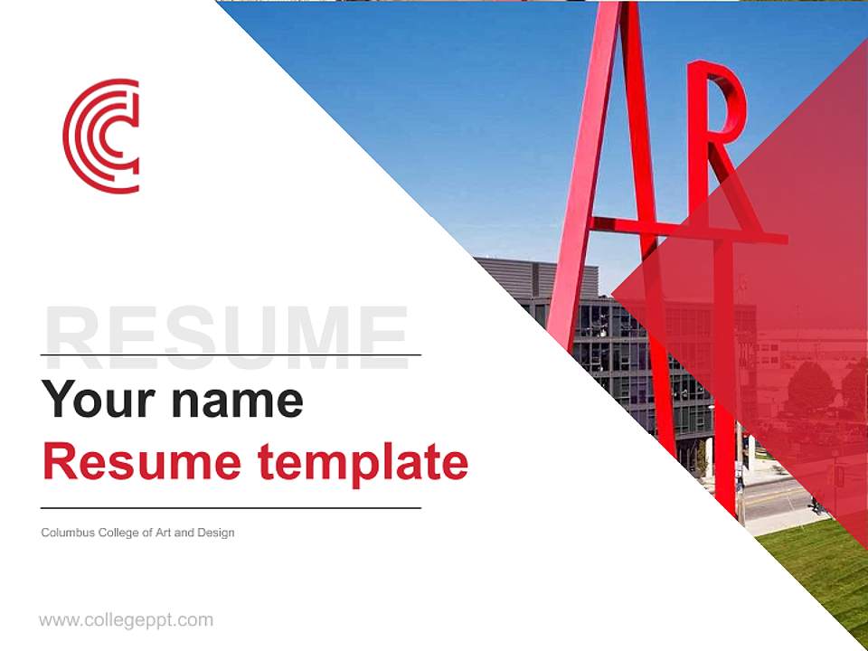 Columbus College of Art and Design Resume PPT Template4:3 ratio PPT effect preview image5