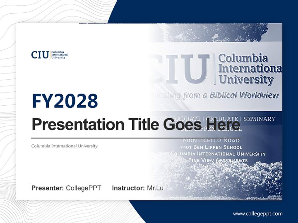 Columbia International University Academic Presentation/Research Findings Report PPT Template4:3 ratio PPT effect preview image5