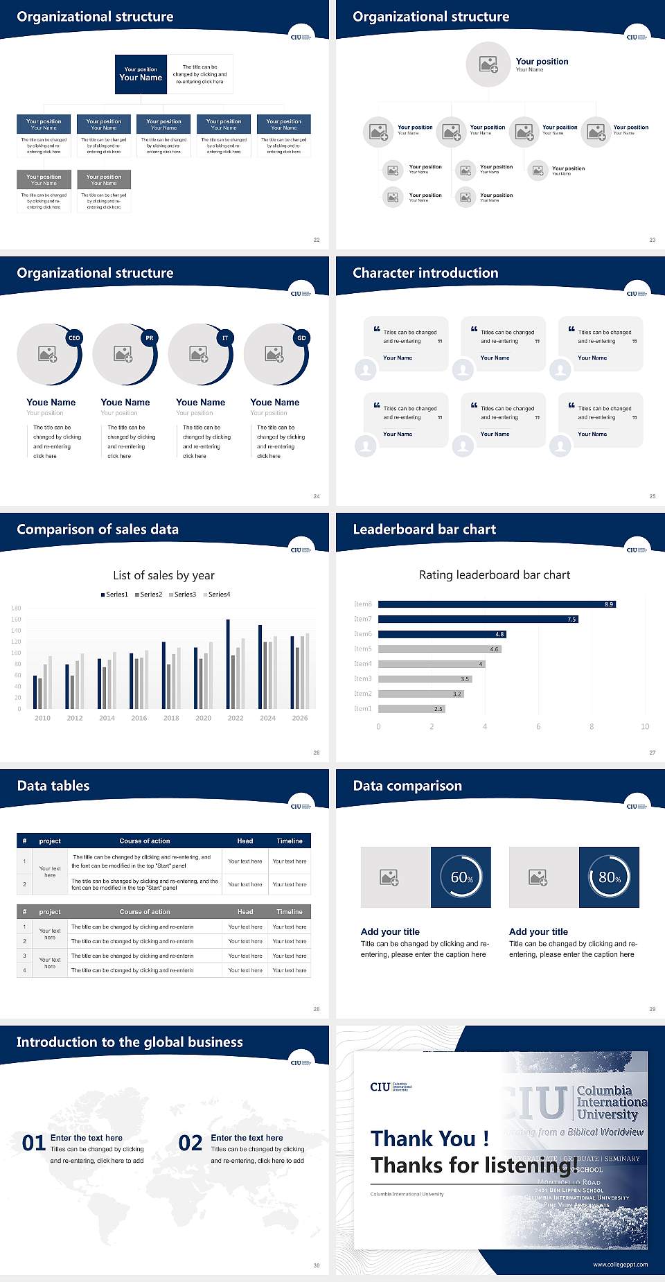 Columbia International University Academic Presentation/Research Findings Report PPT Template4:3 ratio PPT effect preview image4