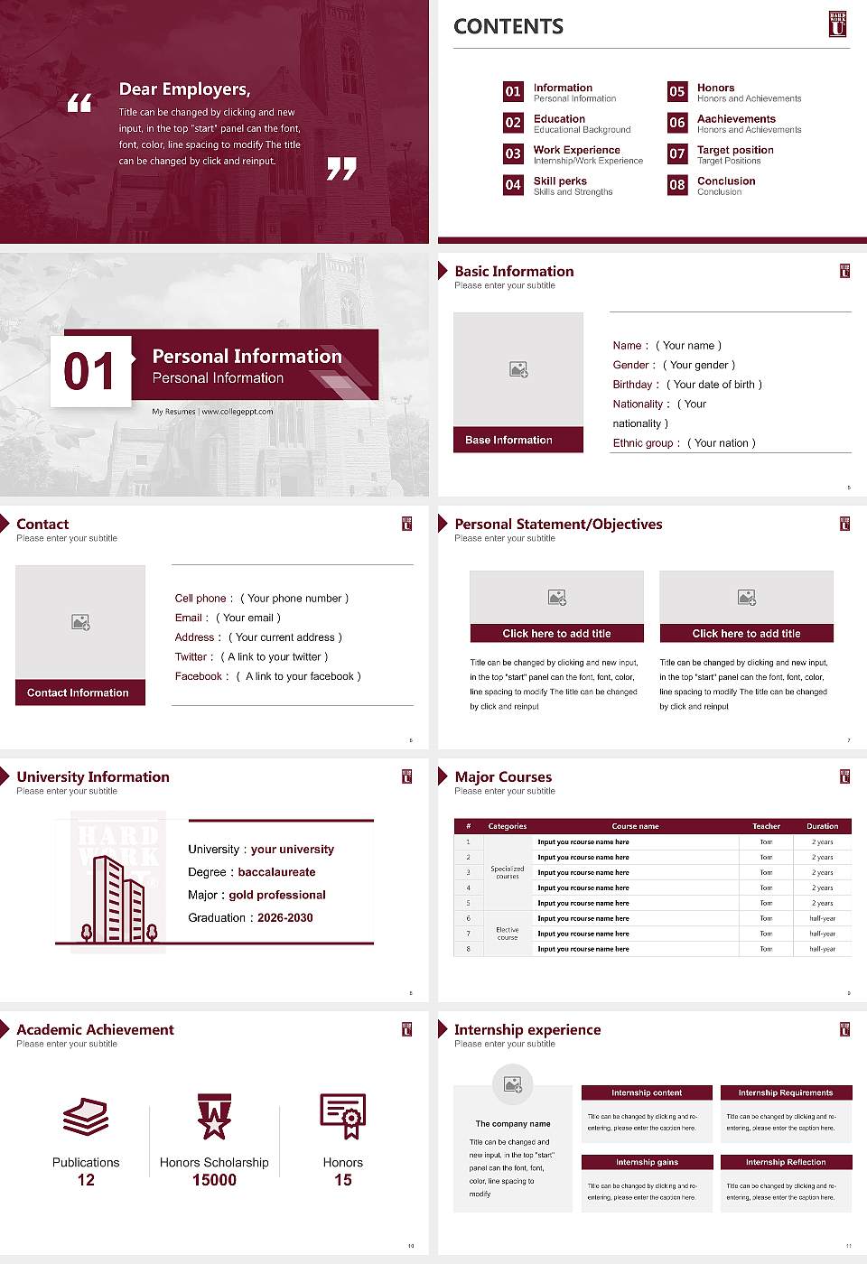 College of the Ozarks Resume PPT Template16:9 ratio PPT effect preview image2