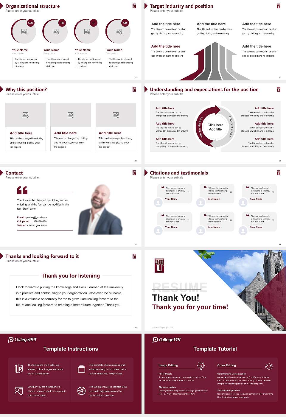 College of the Ozarks Resume PPT Template16:9 ratio PPT effect preview image4