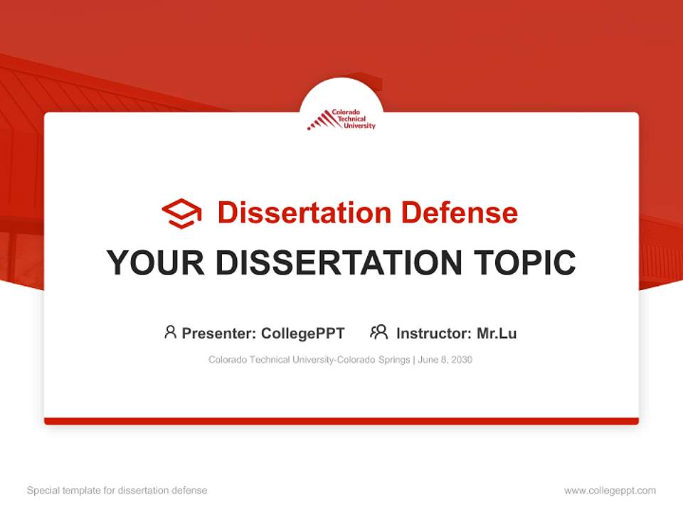 Colorado Technical University-Colorado Springs Graduation Thesis Defense PPT Template4:3 ratio PPT effect preview image7