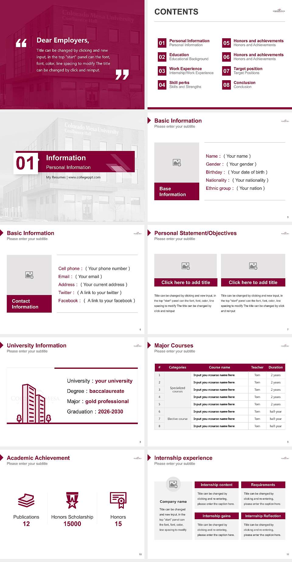 Colorado Mesa University Resume PPT Template4:3 ratio PPT effect preview image2