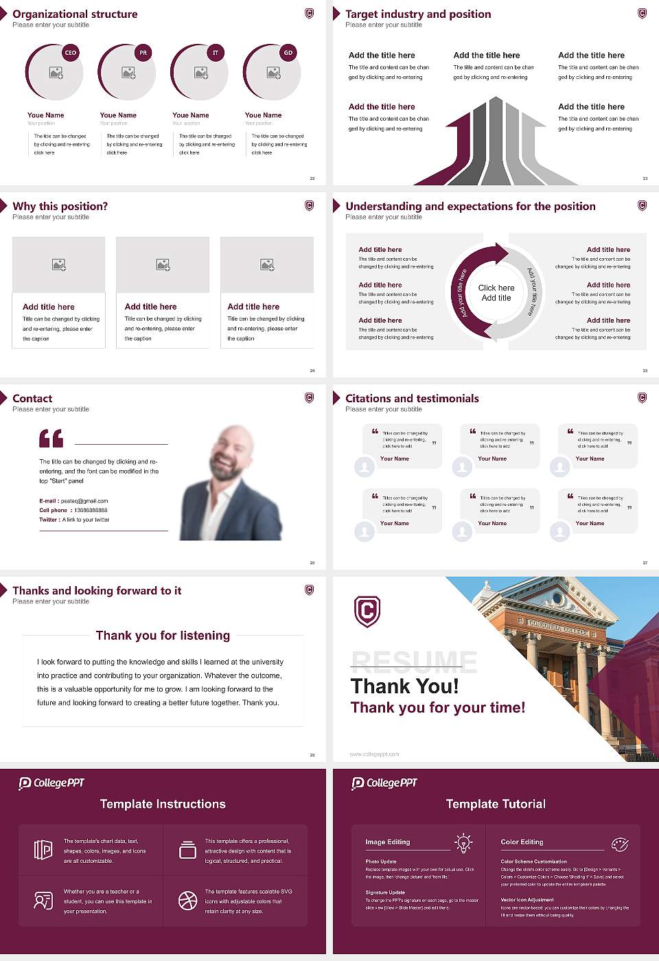 Concordia College at Moorhead Resume PPT Template16:9 ratio PPT effect preview image4