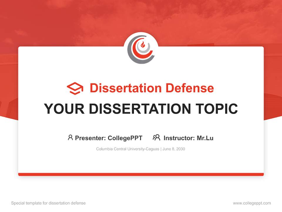 Columbia Central University-Caguas Graduation Thesis Defense PPT Template4:3 ratio PPT effect preview image7