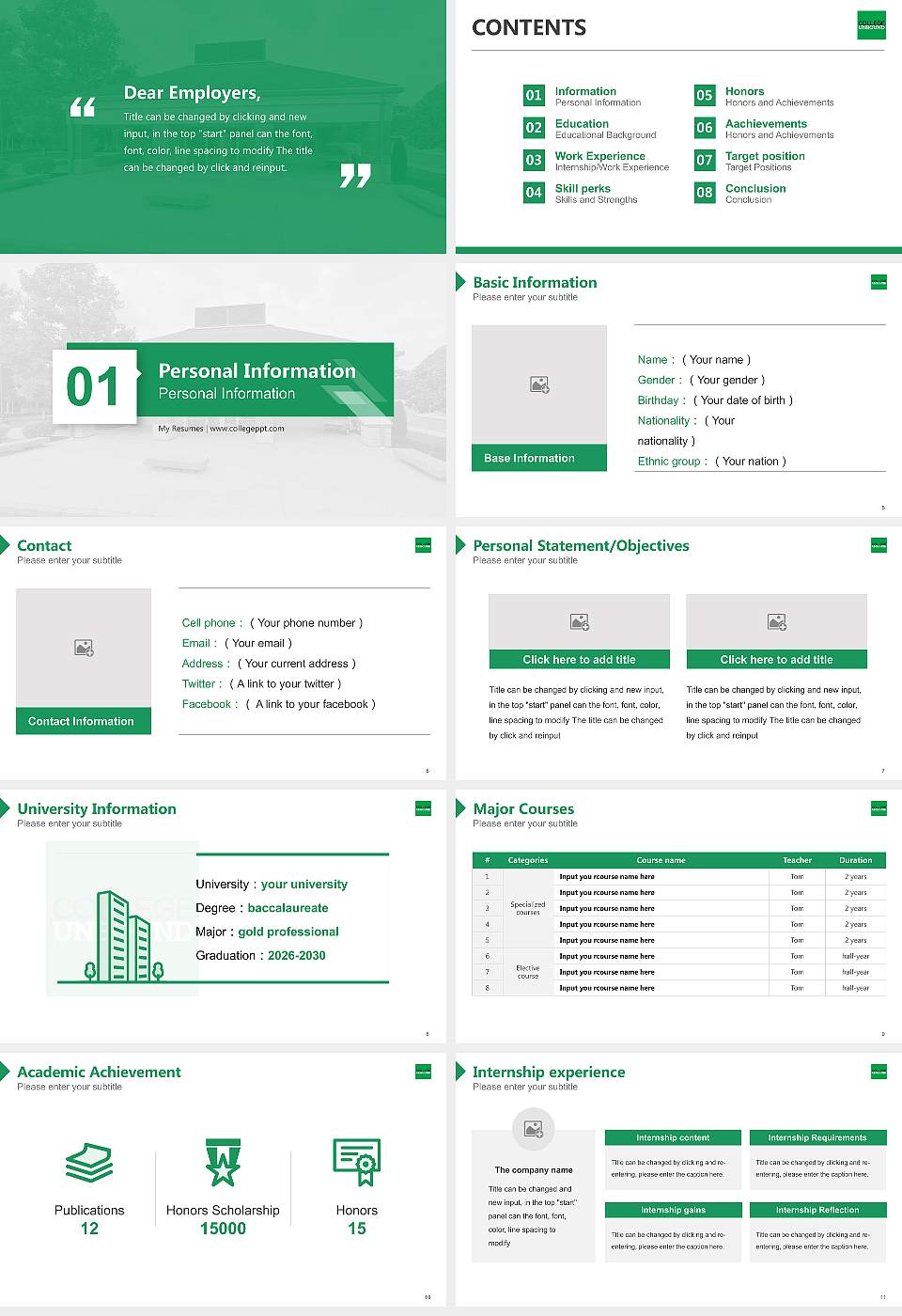 College Unbound Resume PPT Template16:9 ratio PPT effect preview image2