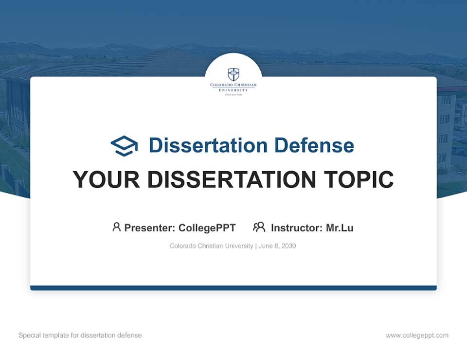 Colorado Christian University Graduation Thesis Defense PPT Template4:3 ratio PPT effect preview image7