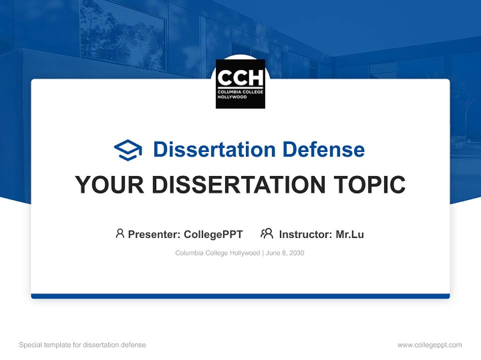Columbia College Hollywood Graduation Thesis Defense PPT Template4:3 ratio PPT effect preview image7