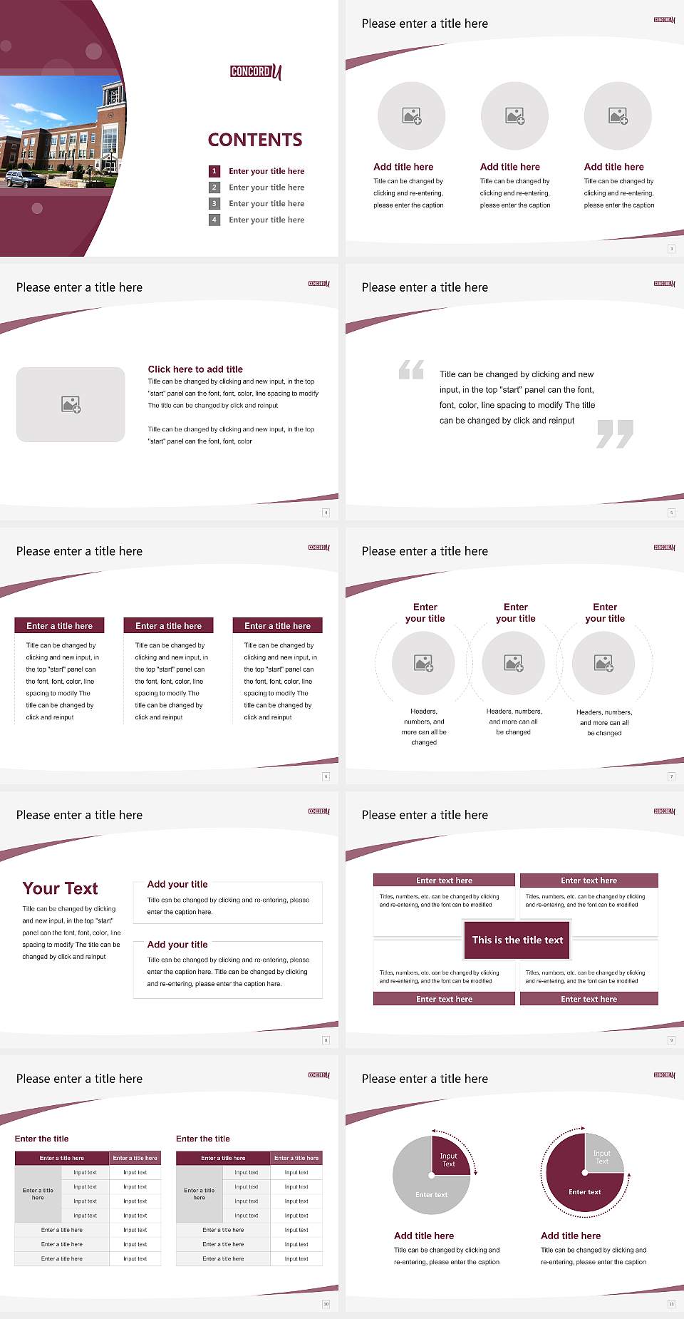 Concord University Course/Courseware Creation PPT Template4:3 ratio PPT effect preview image2