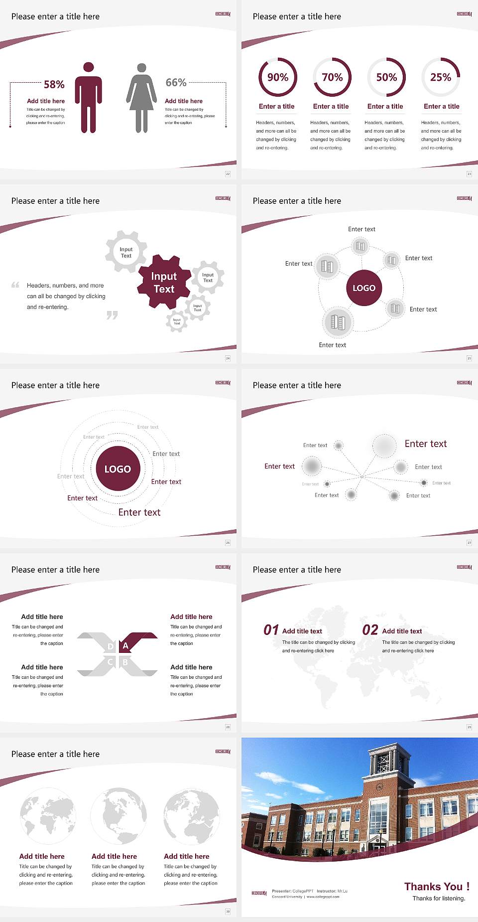 Concord University Course/Courseware Creation PPT Template4:3 ratio PPT effect preview image4