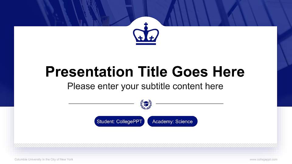 Columbia University in the City of New York National Scholarship Defense PPT Template16:9 ratio PPT effect preview image
