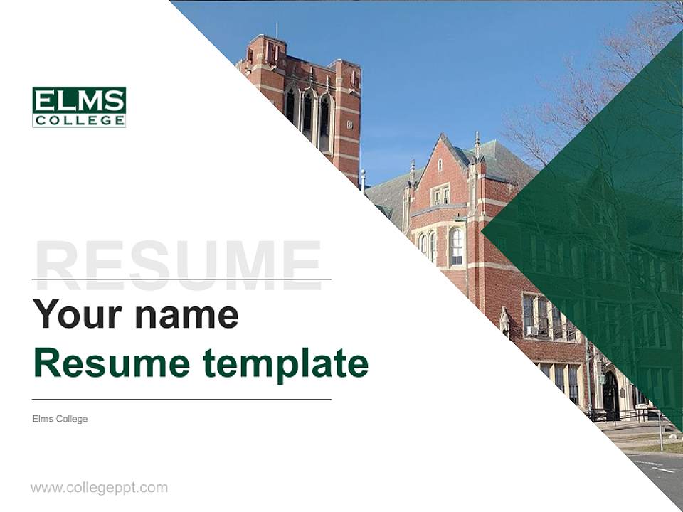 Elms College Resume PPT Template4:3 ratio PPT effect preview image5