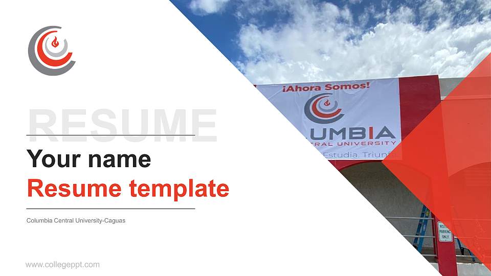 Columbia Central University-Caguas Resume PPT Template16:9 ratio PPT effect preview image
