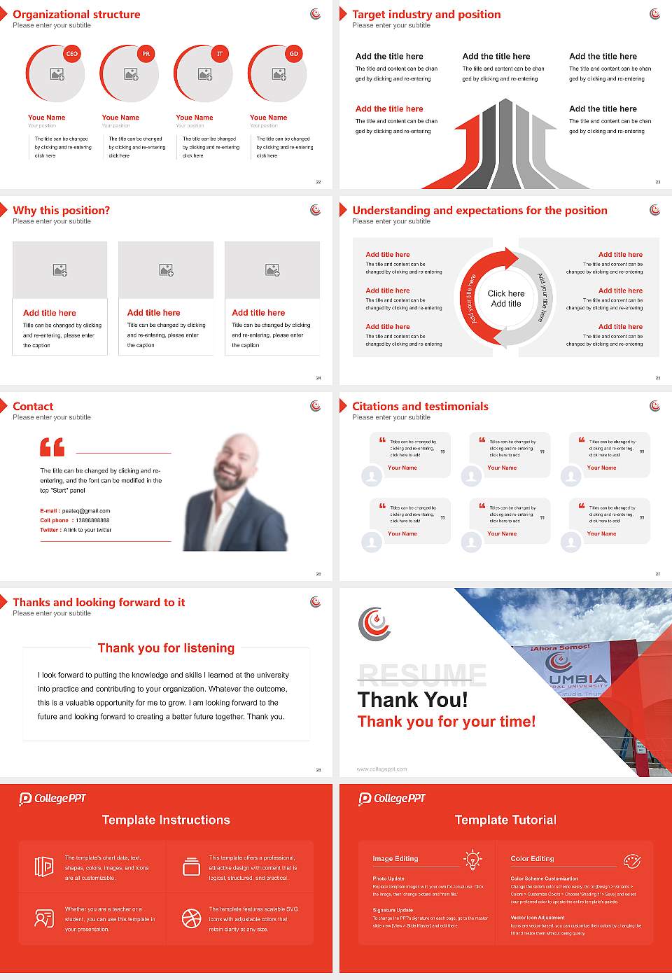 Columbia Central University-Caguas Resume PPT Template16:9 ratio PPT effect preview image4