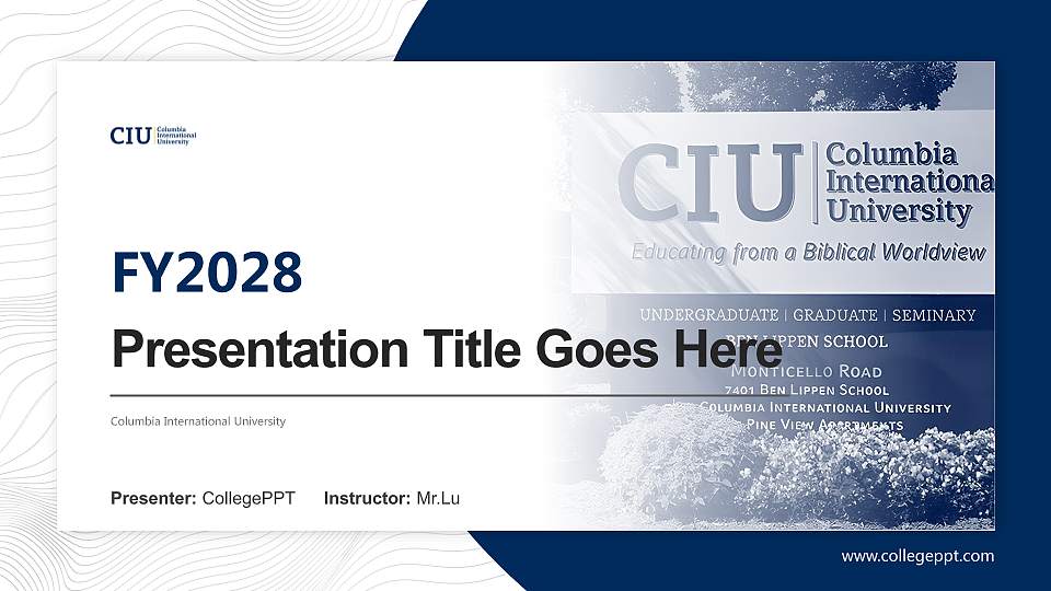 Columbia International University Academic Presentation/Research Findings Report PPT Template16:9 ratio PPT effect preview image