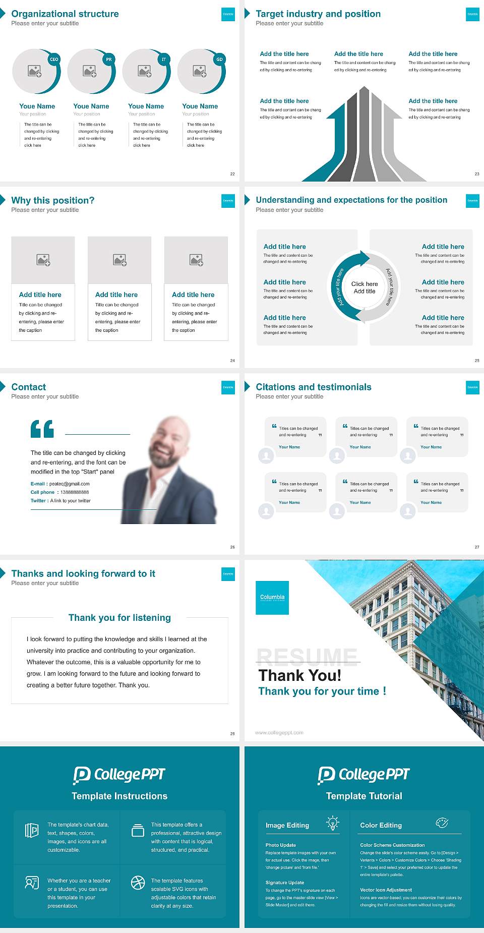 Columbia College Chicago Resume PPT Template4:3 ratio PPT effect preview image4