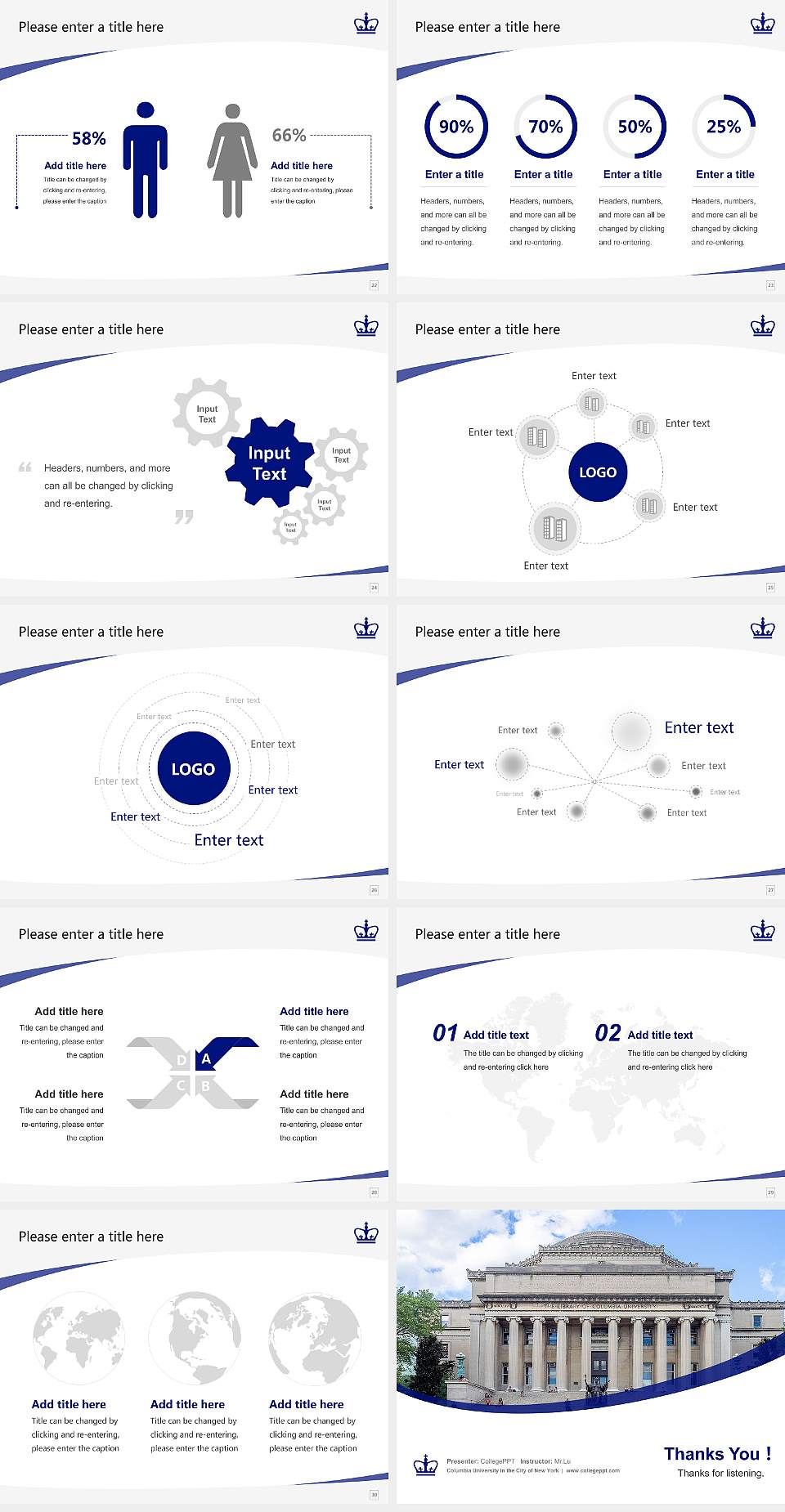 Columbia University in the City of New York Course/Courseware Creation PPT Template4:3 ratio PPT effect preview image4