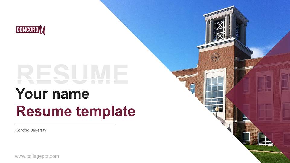 Concord University Resume PPT Template16:9 ratio PPT effect preview image