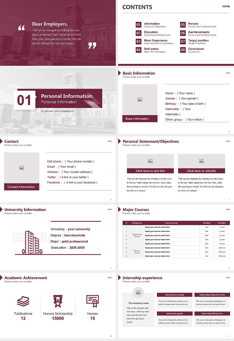 Concord University Resume PPT Template16:9 ratio PPT effect preview image2