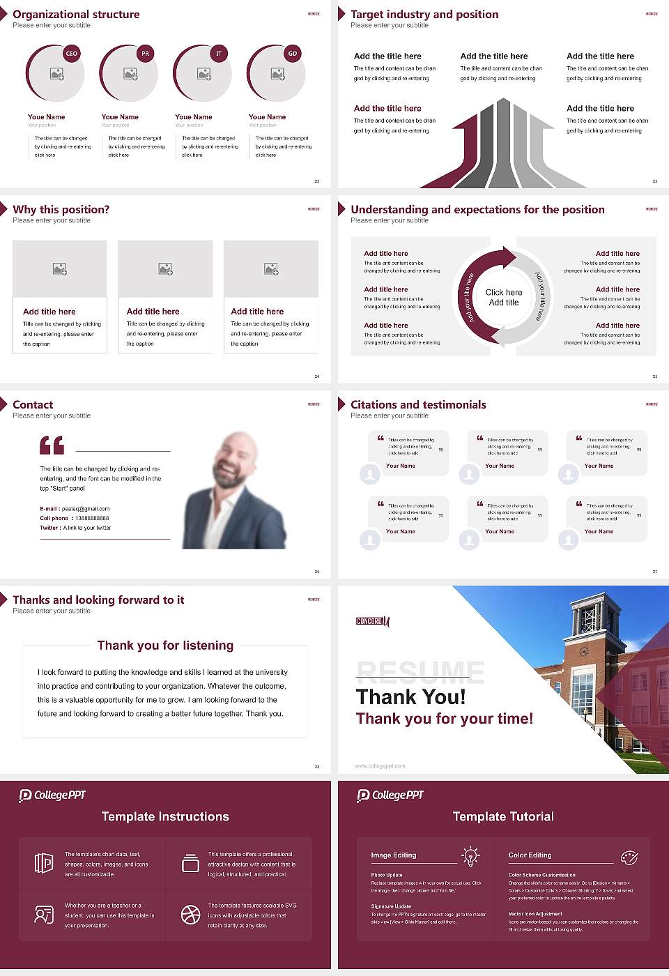 Concord University Resume PPT Template16:9 ratio PPT effect preview image4