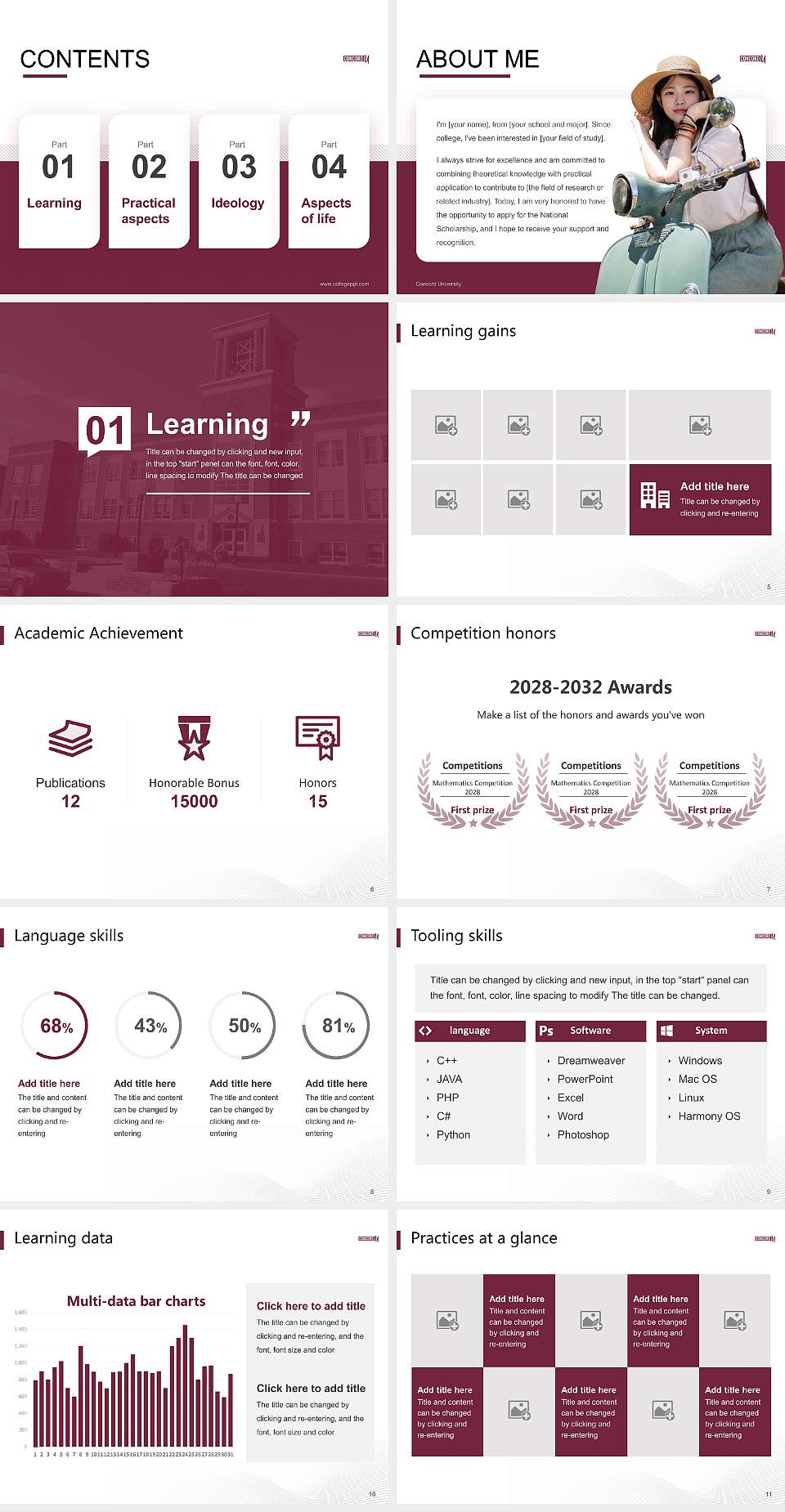 Concord University National Scholarship Defense PPT Template4:3 ratio PPT effect preview image2