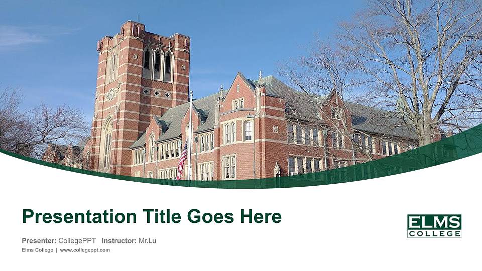 Elms College Course/Courseware Creation PPT Template16:9 ratio PPT effect preview image