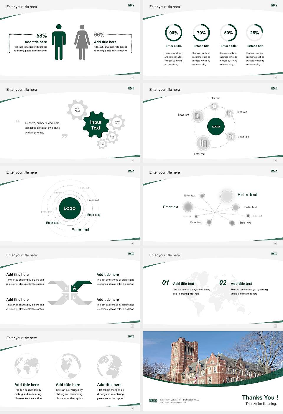 Elms College Course/Courseware Creation PPT Template16:9 ratio PPT effect preview image4