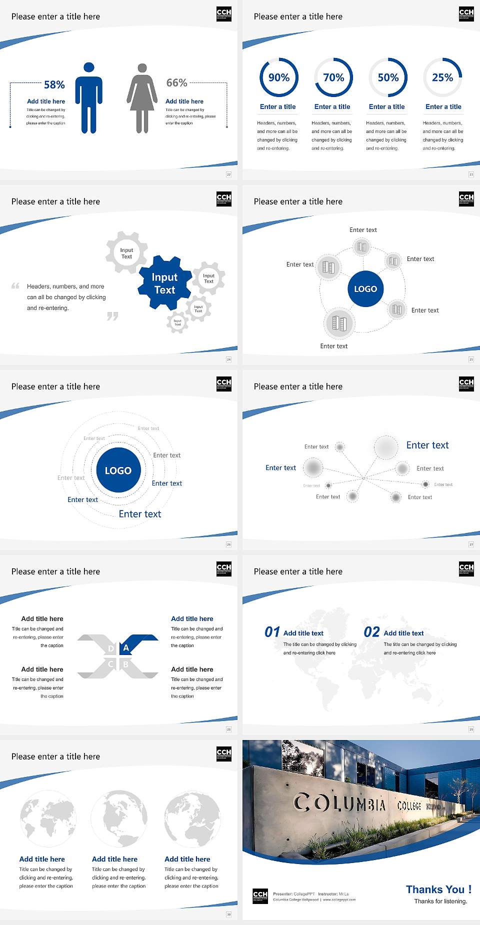 Columbia College Hollywood Course/Courseware Creation PPT Template4:3 ratio PPT effect preview image4