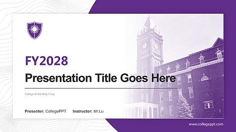 College of the Holy Cross Academic Presentation/Research Findings Report PPT Template