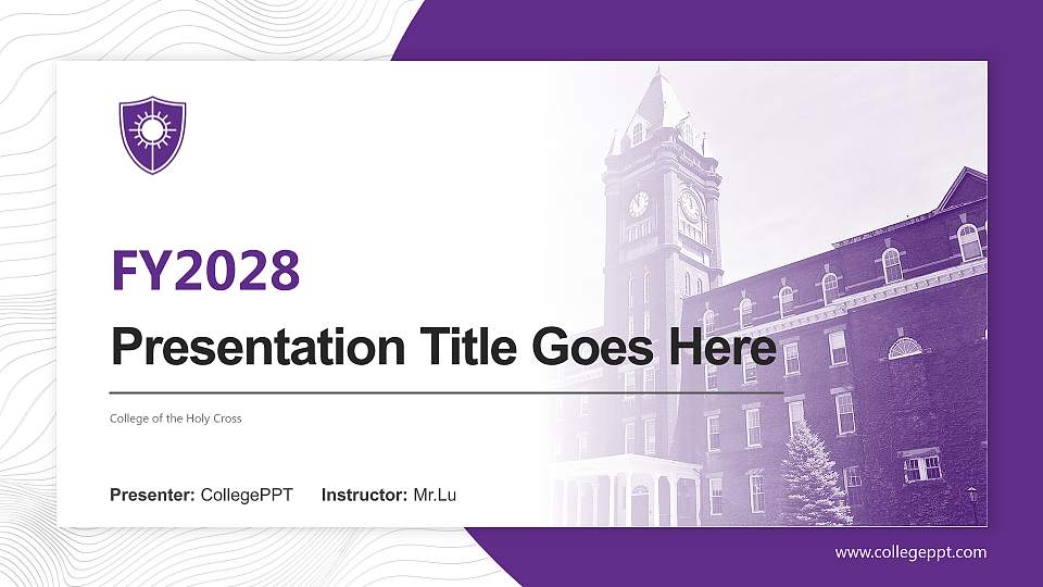 College of the Holy Cross Academic Presentation/Research Findings Report PPT Template16:9 ratio PPT effect preview image