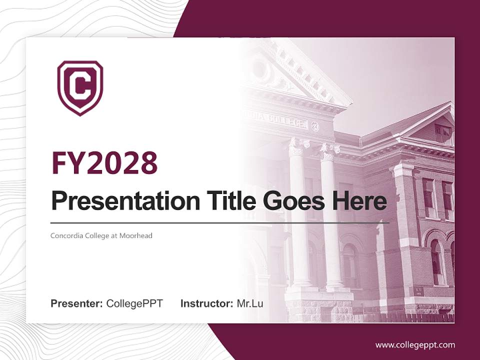 Concordia College at Moorhead Academic Presentation/Research Findings Report PPT Template4:3 ratio PPT effect preview image5