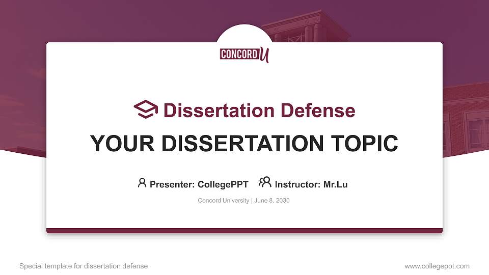 Concord University Graduation Thesis Defense PPT Template16:9 ratio PPT effect preview image