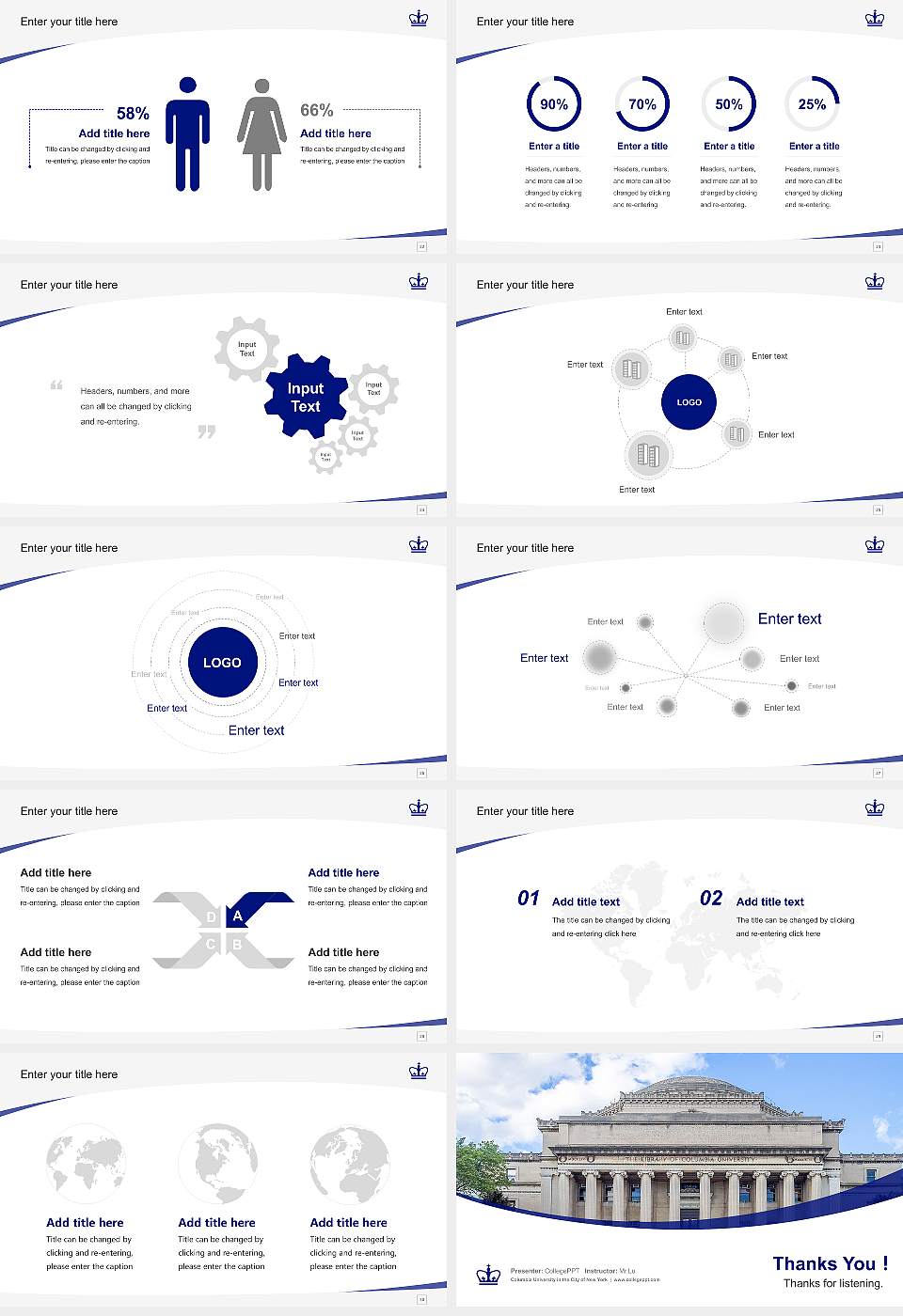 Columbia University in the City of New York Course/Courseware Creation PPT Template16:9 ratio PPT effect preview image4