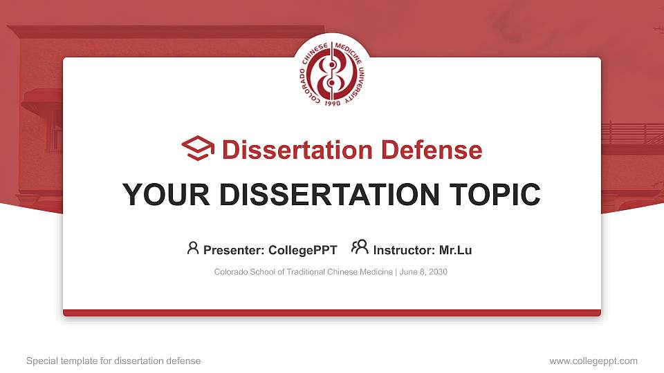 Colorado School of Traditional Chinese Medicine Graduation Thesis Defense PPT Template16:9 ratio PPT effect preview image