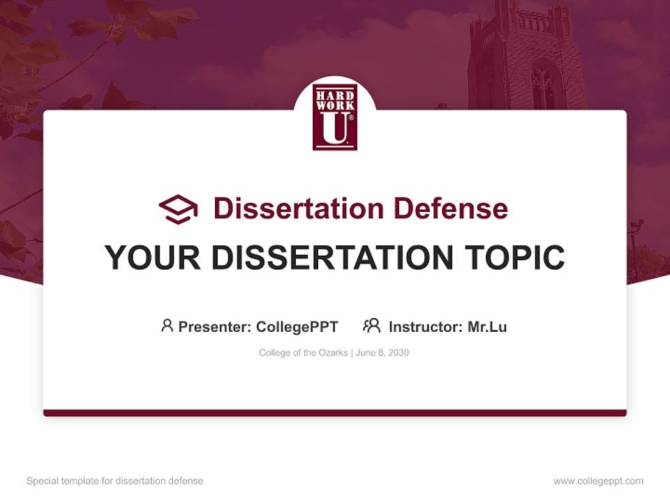 College of the Ozarks Graduation Thesis Defense PPT Template4:3 ratio PPT effect preview image7