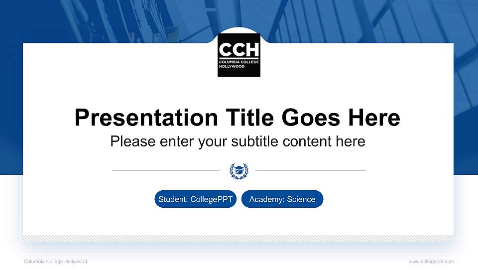 Columbia College Hollywood National Scholarship Defense PPT Template16:9 ratio PPT effect preview image