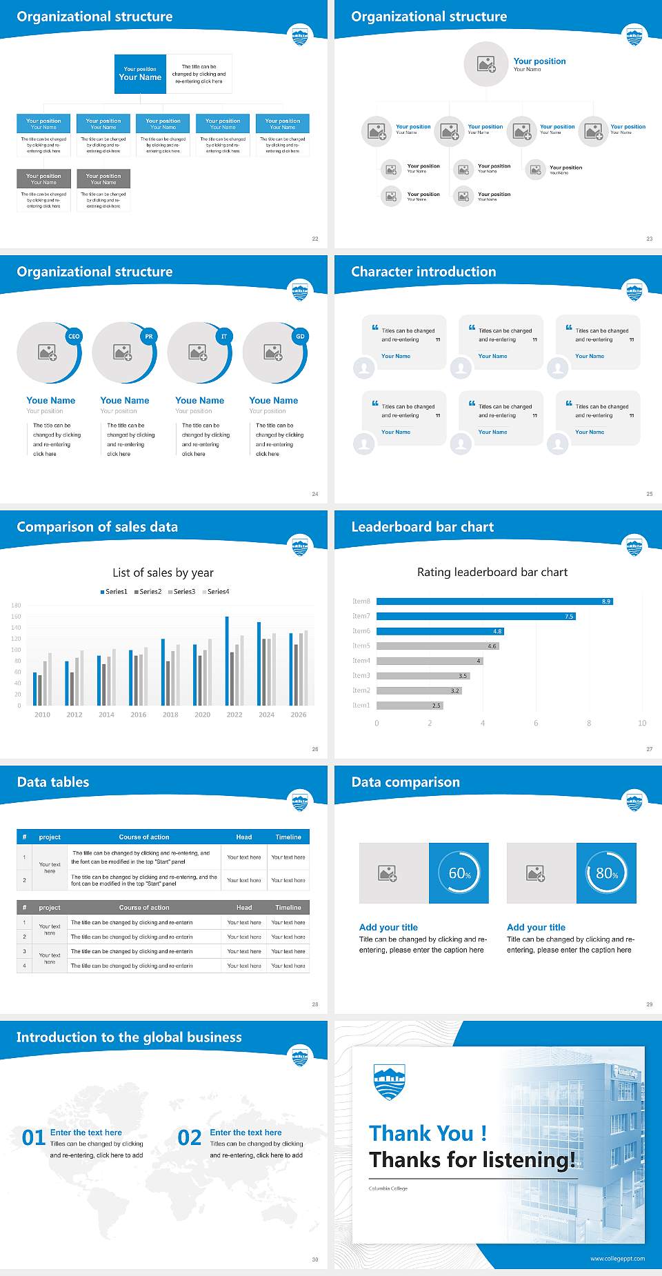 Columbia College Academic Presentation/Research Findings Report PPT Template4:3 ratio PPT effect preview image4