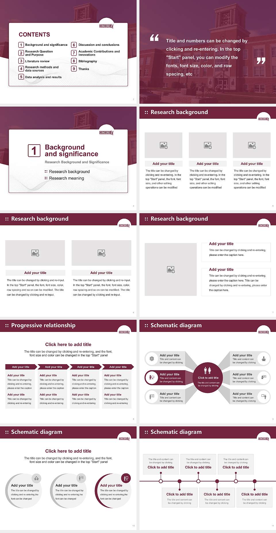 Concord University Graduation Thesis Defense PPT Template4:3 ratio PPT effect preview image2