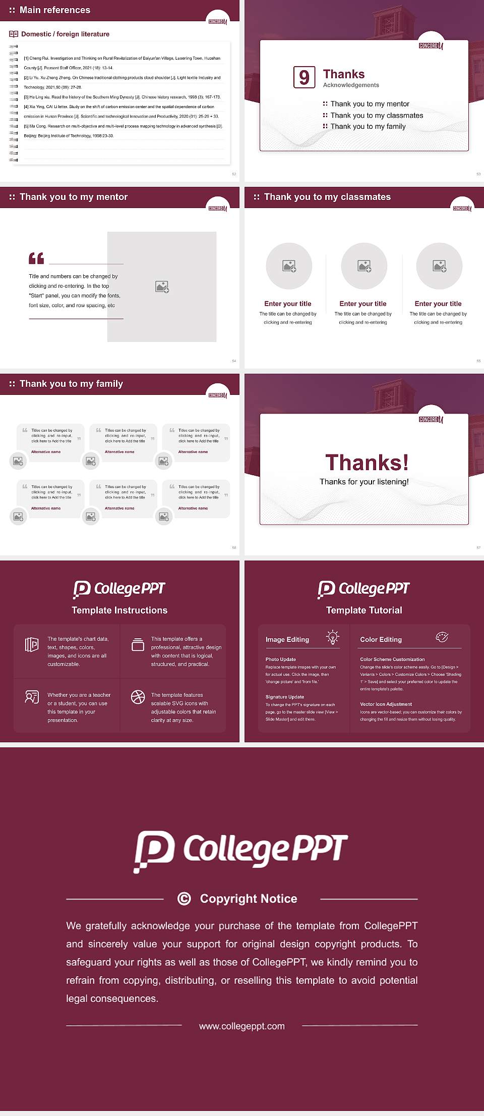 Concord University Graduation Thesis Defense PPT Template4:3 ratio PPT effect preview image7