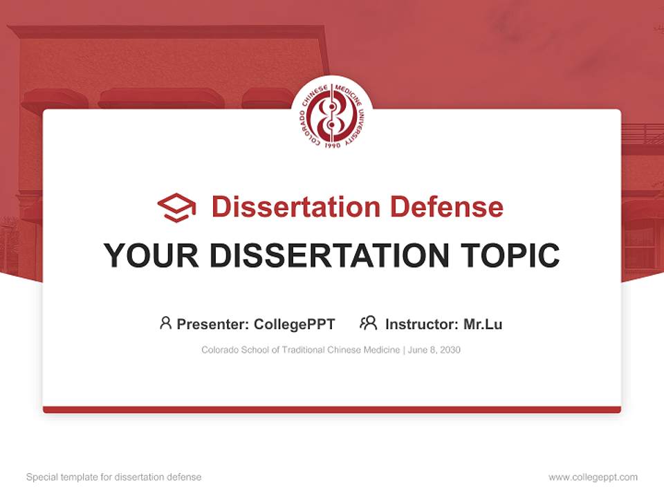 Colorado School of Traditional Chinese Medicine Graduation Thesis Defense PPT Template4:3 ratio PPT effect preview image7